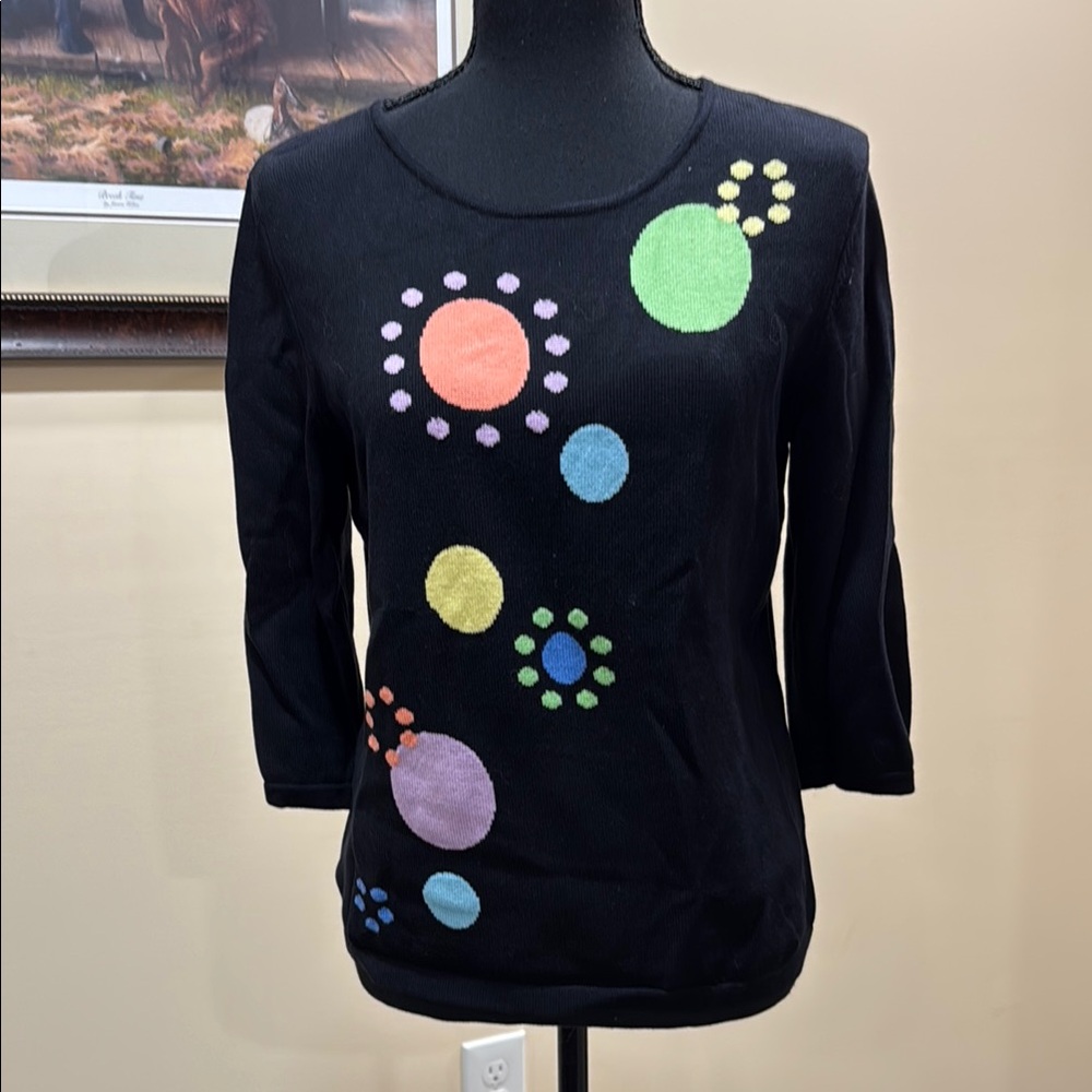 Designers Originals Black and Pink 3/4 Sleeve Blouse